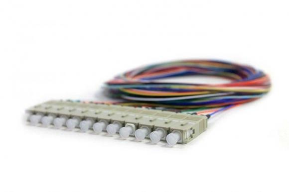 FIB 12 Fiber 900um Pigtail, Multimode 50um OM2, SC/PC, Black, 3 Meters