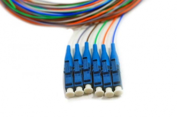 FIB 6 Fiber 900um Pigtail, SM, LC/UPC, Blue Boots, 3 Meters  FIB 6 Fiber 900um Pigtail, SM, LC/UPC, Blue Boots, 3 Meters