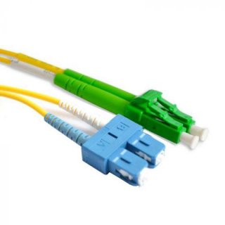 FIB Fiber Optic Patch Cable, LC to SC APC-UPC, 2 meters, 1.6mm Duplex SM SMF-28 Ultra Fiber