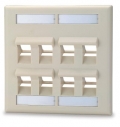 SIGNAMAX Keystone Faceplate 8 Port Double Gang with Labeling Windows Light Ivory