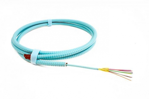 TLC 12 Fiber, 50/125um MM ClearCurve OM3, Distribution Fiber Optic Cable with Aluminum Interlocking Armor, Plenum, Aqua  TLC 12 Fiber, 50/125um MM ClearCurve OM3, Distribution Fiber Optic Cable with Aluminum Interlocking Armor, Plenum, Aqua