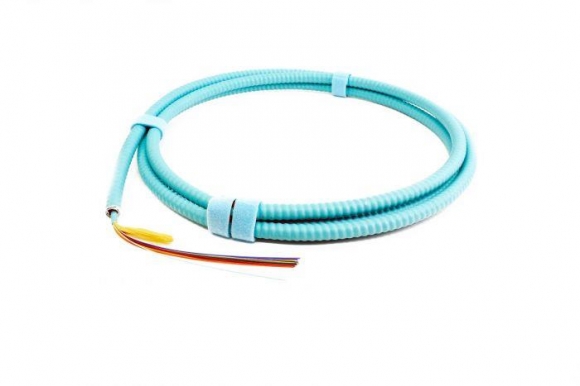 TLC 12 Fiber, 50/125um MM ClearCurve OM4, Micro-Distribution Fiber Optic Cable with Aluminum Interlocking Armor, Plenum, Aqua