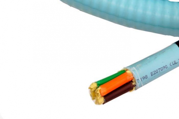 TLC 48 Fiber MM 50um OM3 ClearCurve Distribution Fiber Optic Cable with Aluminum Interlocking Armor Plenum Aqua