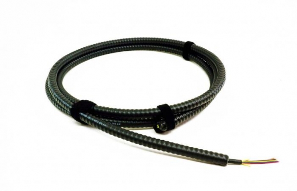 TLC 6 Fiber, 9/125um SM SMF28 Ultra, Indoor/Outdoor Fiber Optic Cable with Aluminum Interlocking Armor, Plenum, Black  TLC 6 Fiber, 9/125um SM SMF28 Ultra, Indoor/Outdoor Fiber Optic Cable with Aluminum Interlocking Armor, Plenum, Black