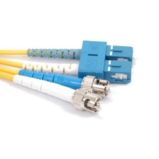 FIB Fiber Optic Patch Cable, ST UPC to SC UPC, 5 meters, 3mm Duplex SM SMF-28 Ultra Fiber