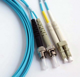 FIB Fiber Optic Patch Cable, LC PC to ST PC, 3 meters, 1.6mm Duplex MM ClearCurveOM3 Fiber