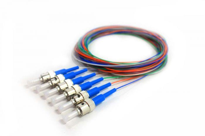 FIB 6 Fiber 900um Pigtails, SM, ST/UPC, Blue Boots, 3 Meters