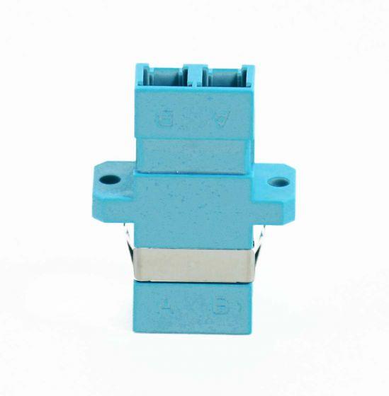FIB LC 10Gig Adapter Duplex Aqua Multimode - with Flange, Style 3, SC Footprint  FIB LC 10Gig Adapter Duplex Aqua Multimode - with Flange, Style 3, SC Footprint