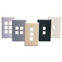 Leviton Gray Single Gang 4 port Wall Plate W/Label Window