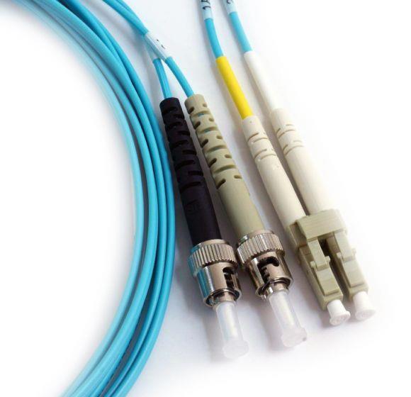 FIB Fiber Optic Patch Cable, LC PC to ST PC, 2 meters, 1.6mm Duplex MM ClearCurveOM3 Fiber  FIB Fiber Optic Patch Cable, LC PC to ST PC, 2 meters, 1.6mm Duplex MM ClearCurveOM3 Fiber
