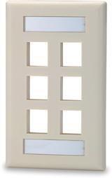 SIGNAMAX Keystone Faceplate 12 Port Double Gang with Labeling Windows Light Ivory