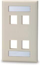 SIGNAMAX Keystone Faceplate 4 Port Single Gang with Labeling Windows